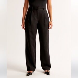 Abercrombie & Fitch Black Sloane Trousers Wide-Leg Sophistication